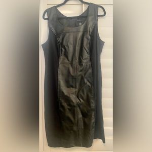 Lane Bryant body contour black leather dress